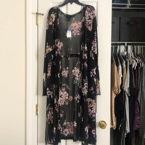Black flowered kimono